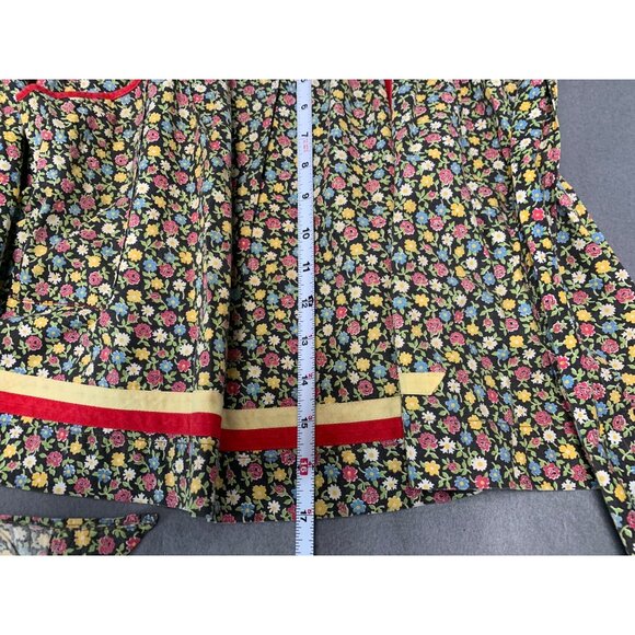 Vintage Floral Half Apron With Red & Yellow Trim Handmade - Picture 6 of 6